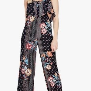 Guess Factory floral wide leg jumpsuit Large